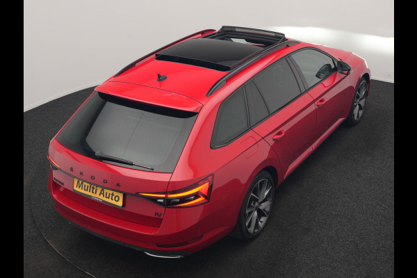 Škoda Superb Combi 1.4 TSI iV Sportline Business PHEV 218pk Dealer O.H. | Trekhaak Af Fabriek | Panodak | Adaptive Cruise | Camera | Canton Audio | Alcantara Sportstoelen Memory & Verwarmd | Stuur Verwarmd | Sfeerverlichting | Keyless | BLIS | Crystal LED | Plug In Hybrid |