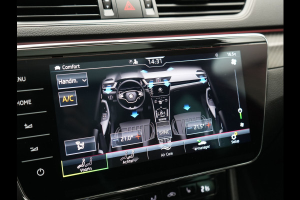 Škoda Superb Combi 1.4 TSI iV Sportline Business PHEV 218pk Dealer O.H. | Trekhaak Af Fabriek | Panodak | Adaptive Cruise | Camera | Canton Audio | Alcantara Sportstoelen Memory & Verwarmd | Stuur Verwarmd | Sfeerverlichting | Keyless | BLIS | Crystal LED | Plug In Hybrid |