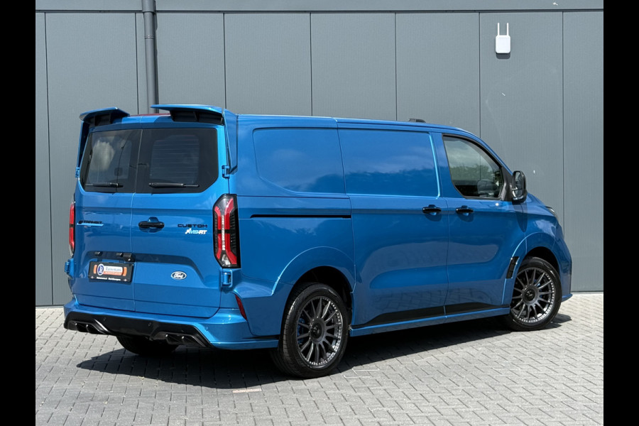 Ford E-Transit Custom MS-RT 285 PK FULL ELECTRIC SPORT / L1H1 / DIGITAL AQUA BLUE METALLIC / REAR VIEUW / B&O SOUND SYSTEM / 19 INCH / LED / CAMERA