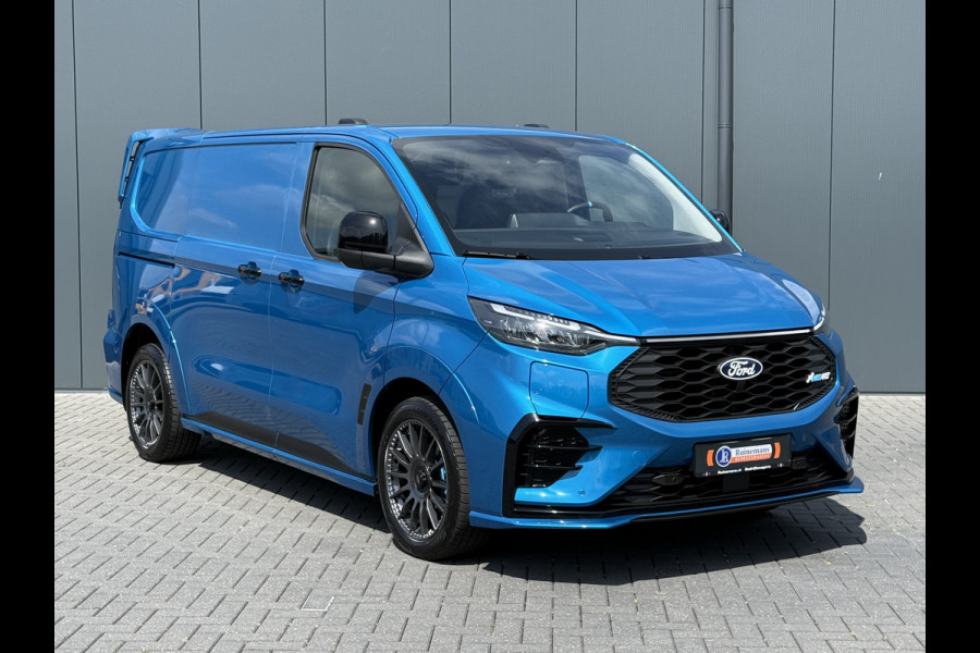 Ford E-Transit Custom MS-RT 285 PK FULL ELECTRIC SPORT / L1H1 / DIGITAL AQUA BLUE METALLIC / REAR VIEUW / B&O SOUND SYSTEM / 19 INCH / LED / CAMERA