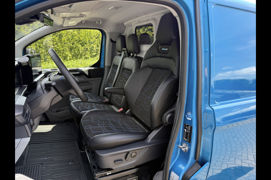 Ford E-Transit Custom MS-RT 285 PK FULL ELECTRIC SPORT / L1H1 / DIGITAL AQUA BLUE METALLIC / REAR VIEUW / B&O SOUND SYSTEM / 19 INCH / LED / CAMERA