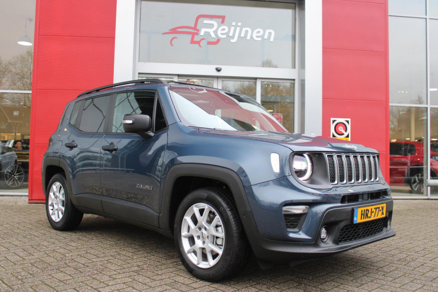 Jeep Renegade 1.5T 140PK e-Hybrid | PANORAMISCH SCHUIF/KANTEL DAK | DRAADLOZE APPLE CARPLAY/ANDROID AUTO | FULL LED KOPLAMPEN | DODEHOEK DETECTIE | ADAPTIVE CRUISE CONTROL | LICHTMETALEN VELGEN 17" | ACHTERUITRIJ CAMERA | DAB+ RADIO | NAVIGATIE | PARKEERSENSOREN VOOR + ACHTER | AUTOMATISCH INPARKEREN | KEYLESS ENTRY/START | EXTRA GETINTE RUITEN ACHTER |