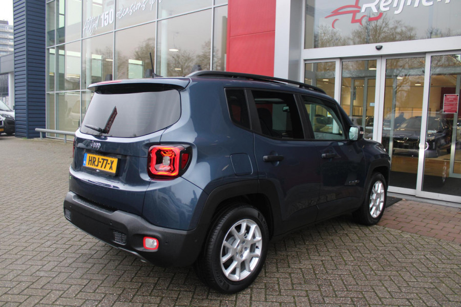 Jeep Renegade 1.5T 140PK e-Hybrid | PANORAMISCH SCHUIF/KANTEL DAK | DRAADLOZE APPLE CARPLAY/ANDROID AUTO | FULL LED KOPLAMPEN | DODEHOEK DETECTIE | ADAPTIVE CRUISE CONTROL | LICHTMETALEN VELGEN 17" | ACHTERUITRIJ CAMERA | DAB+ RADIO | NAVIGATIE | PARKEERSENSOREN VOOR + ACHTER | AUTOMATISCH INPARKEREN | KEYLESS ENTRY/START | EXTRA GETINTE RUITEN ACHTER |