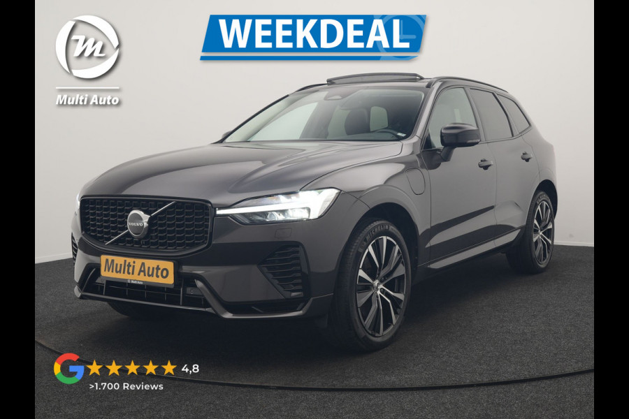 Volvo XC60 T6 AWD R-Design LONG RANGE PHEV 350pk Dealer O.H | Trekhaak Af Fabriek | Panodak | Adaptive Cruise | Harman / Kardon | Camera | Lederen Sportstoelen Memory & Verwarmd | Keyless | Apple Carplay | Pilot Assist | Google Assistant & Maps | Stuurverwarming | Virtual | Navigatie | DAB | 20"L.M | Plug In Hybrid |