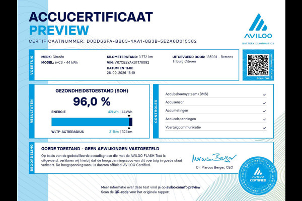 Citroën ë-C3 Business 113pk Comfort Range 44 kWh | Accu 96% | Navi | Apple Carplay | Tot 8 jaar garantie