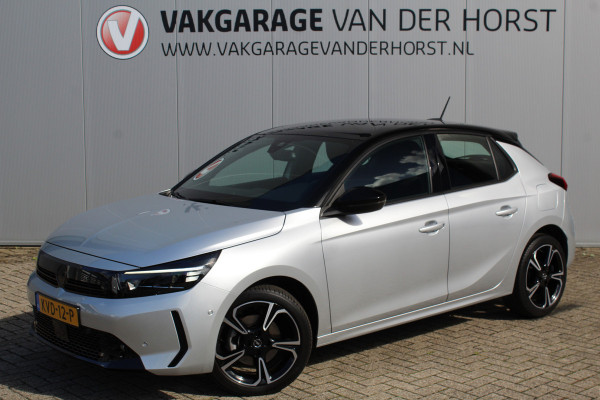 Opel Corsa 1.2-100pk Turbo Ultimate. In nieuwstaat verkerende Opel Corsa ! Autm. airco, cruise cntrl, lane assist, panoramadak, verwarmde stoelen, LM wielen, camera, pdc v+a, navigatie by Apple Carplay/Android auto, metallic, LED verl. etc.