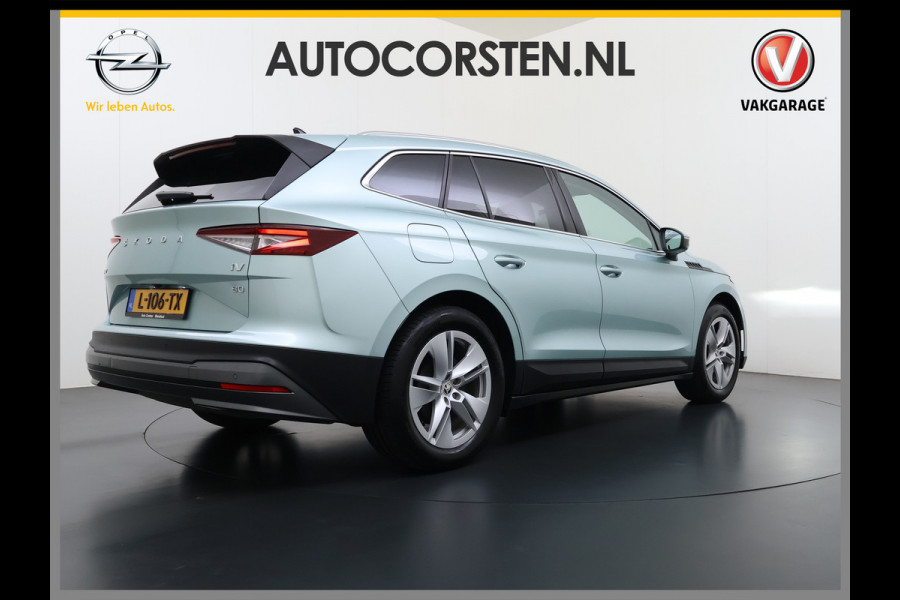 Škoda ENYAQ iV 204PK 80 SOH 92% Camera 3-Zone Ecc Stoel+Stuurverwarming Elek.Achterklep Navi Apple Carplay Android Auto Keyless advanced Pdc Comfort+Klimaat Plus P-Assist Isofix Privacy Glas Lmv DAB Rijstrooksensor 1e Eigenaar Dealeronderhouden