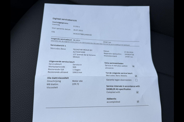 Mercedes-Benz B-Klasse 250 e 17"/SOH 100%/Leder/Panoramadak/Matrix LED/Keyless/Stoelverwarming/Sfeerverlichting/Camera/PDC v+a/