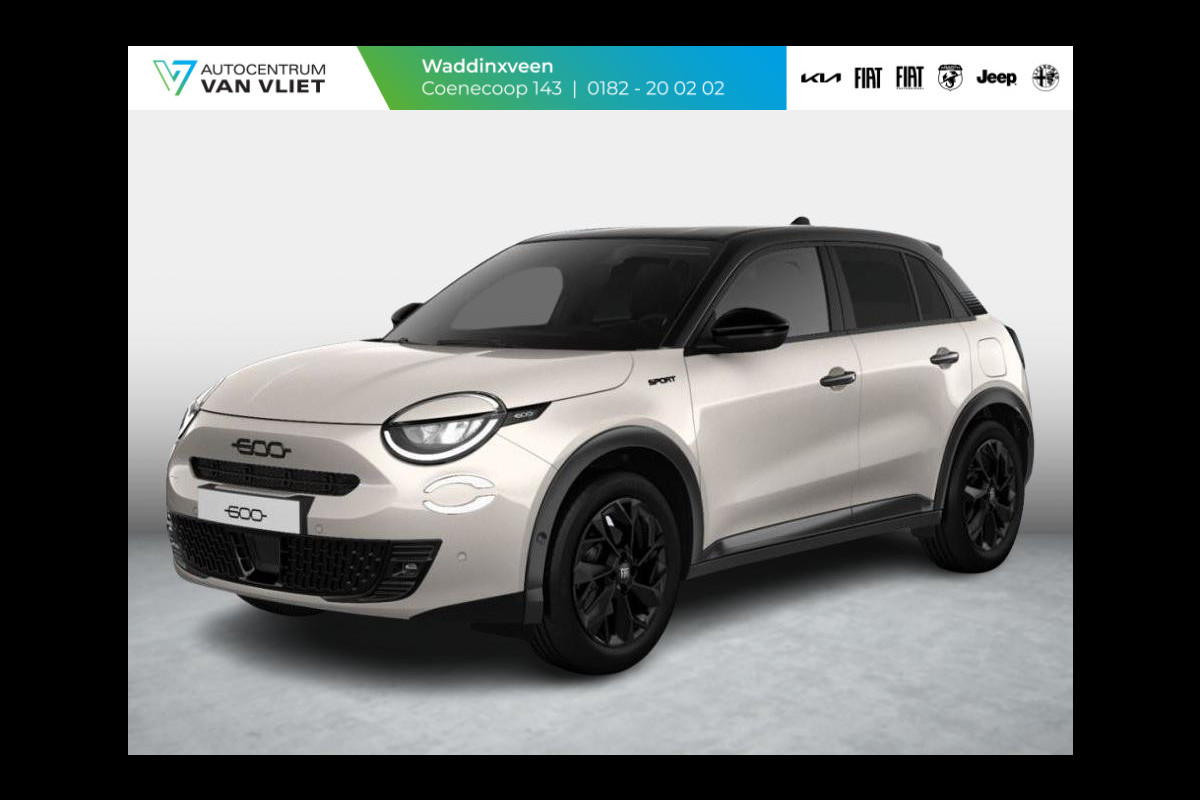 Fiat 600 1.2 Hybrid Sport | Clima | Camera | Adapt. Cruise | BSM | Navi | 18" | Winter Pack | Apple Carplay