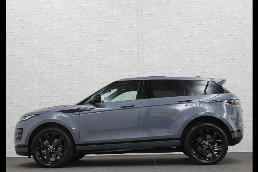 Land Rover Range Rover Evoque 1.5 P300e AWD R-Dynamic | Panorama | Leder | Meridian-Sound | Black-Optic | Sfeerverlichting | Stoelverwarming | Stuurverwarming | Camera | Elek. Achterklep | Voorruit Verwarming | Elektrische Stoelen | Lane Assist |
