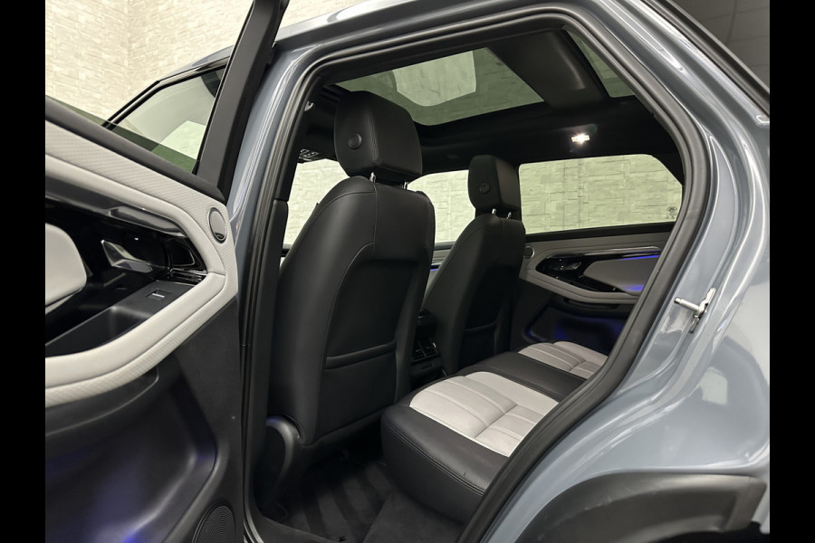 Land Rover Range Rover Evoque 1.5 P300e AWD R-Dynamic | Panorama | Leder | Meridian-Sound | Black-Optic | Sfeerverlichting | Stoelverwarming | Stuurverwarming | Camera | Elek. Achterklep | Voorruit Verwarming | Elektrische Stoelen | Lane Assist |