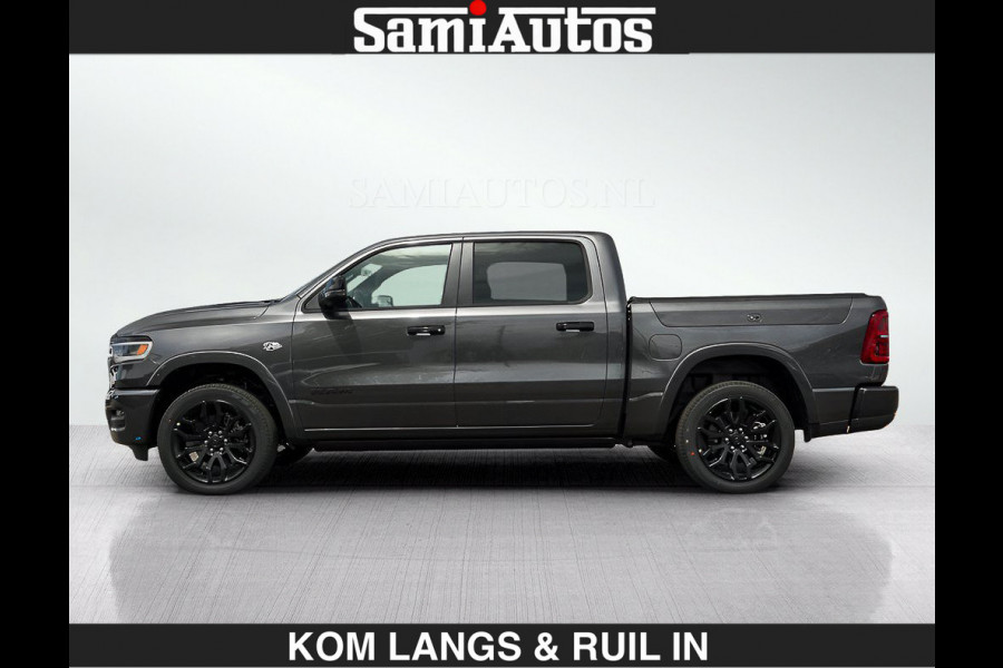 Dodge Ram LIMITED 2027 5.7 V8 HEMI | €79.950 excl excl | MAXIMAAL UITGERUST | NIEUWE KLEUR Granite Crystal Pearl met Ebony Red interior se DUBBELE CABINE | 5 PERSOONS | DC | Allernieuwste Limited 2027 in nieuwe kleur Granite Crystal Pearl  – volledig uitgerust met alle opties.