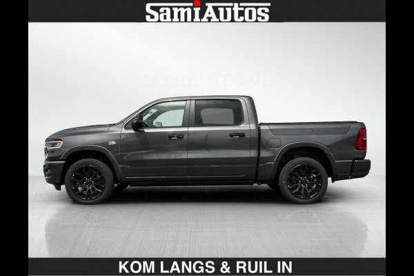 Dodge Ram LIMITED 2027 5.7 V8 HEMI | €79.950 excl excl | MAXIMAAL UITGERUST | NIEUWE KLEUR Granite Crystal Pearl met Ebony Red interior se DUBBELE CABINE | 5 PERSOONS | DC | Allernieuwste Limited 2027 in nieuwe kleur Granite Crystal Pearl  – volledig uitgerust met alle opties.