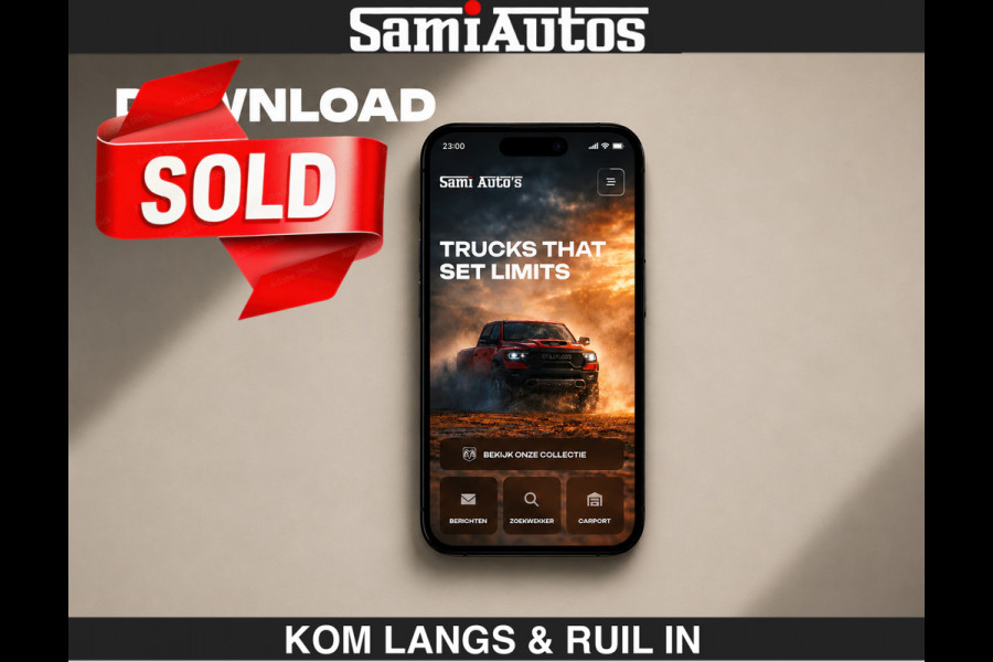 Dodge Ram Limited H.O 540HP 706Nm | € 84.950 excl | De Meest Luxe en Volle Pick-Up in zijn Klasse | LUCHTVERING | HUD | Massage + Full Opt Comfortabele Dubbele Cabine met Royale 5 Zitplaatsen | BPM vrij | Nu Leverbaar uit Voorraad | Voorraad Nr 2300 - 7689 | De specialist in Amerikaanse pick‑ups in Nederland en Europa.