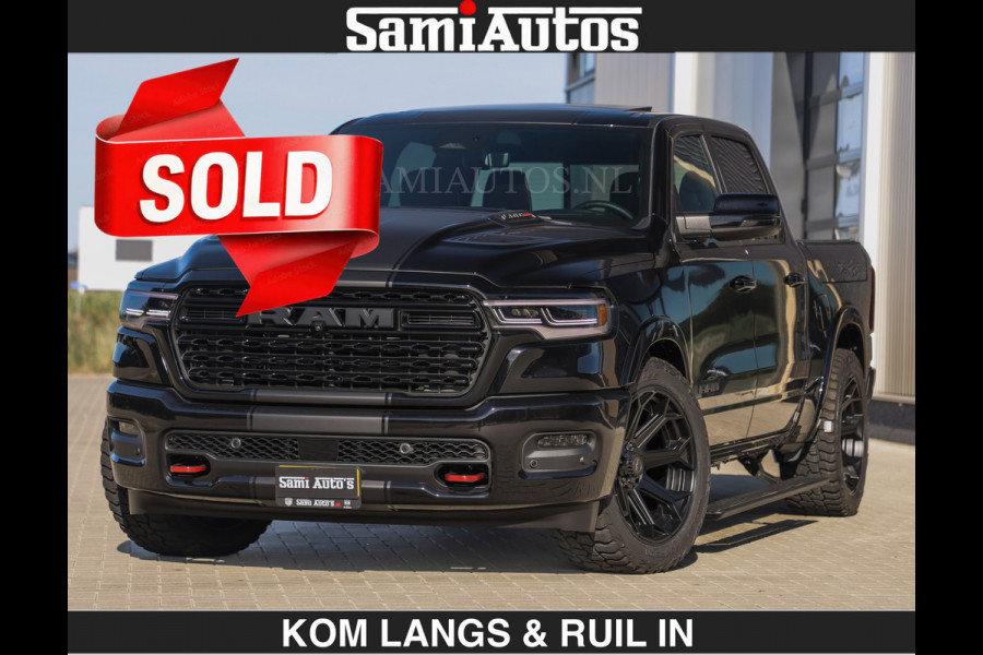 Dodge Ram Limited H.O 540HP 706Nm | € 84.950 excl | De Meest Luxe en Volle Pick-Up in zijn Klasse | LUCHTVERING | HUD | Massage + Full Opt Comfortabele Dubbele Cabine met Royale 5 Zitplaatsen | BPM vrij | Nu Leverbaar uit Voorraad | Voorraad Nr 2300 - 7689 | De specialist in Amerikaanse pick‑ups in Nederland en Europa.