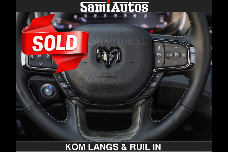 Dodge Ram Limited H.O 540HP 706Nm | € 84.950 excl | De Meest Luxe en Volle Pick-Up in zijn Klasse | LUCHTVERING | HUD | Massage + Full Opt Comfortabele Dubbele Cabine met Royale 5 Zitplaatsen | BPM vrij | Nu Leverbaar uit Voorraad | Voorraad Nr 2300 - 7689 | De specialist in Amerikaanse pick‑ups in Nederland en Europa.