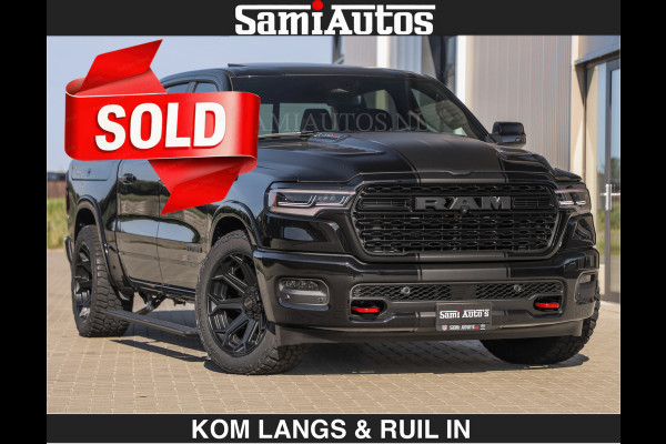 Dodge Ram Limited H.O 540HP 706Nm | € 84.950 excl | De Meest Luxe en Volle Pick-Up in zijn Klasse | LUCHTVERING | HUD | Massage + Full Opt Comfortabele Dubbele Cabine met Royale 5 Zitplaatsen | BPM vrij | Nu Leverbaar uit Voorraad | Voorraad Nr 2300 - 7689 | De specialist in Amerikaanse pick‑ups in Nederland en Europa.