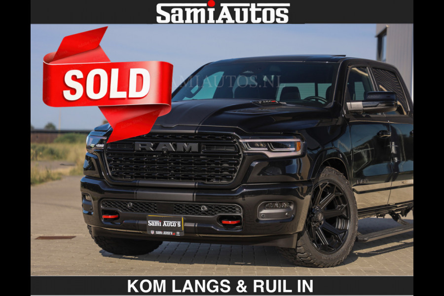 Dodge Ram Limited H.O 540HP 706Nm | € 84.950 excl | De Meest Luxe en Volle Pick-Up in zijn Klasse | LUCHTVERING | HUD | Massage + Full Opt Comfortabele Dubbele Cabine met Royale 5 Zitplaatsen | BPM vrij | Nu Leverbaar uit Voorraad | Voorraad Nr 2300 - 7689 | De specialist in Amerikaanse pick‑ups in Nederland en Europa.