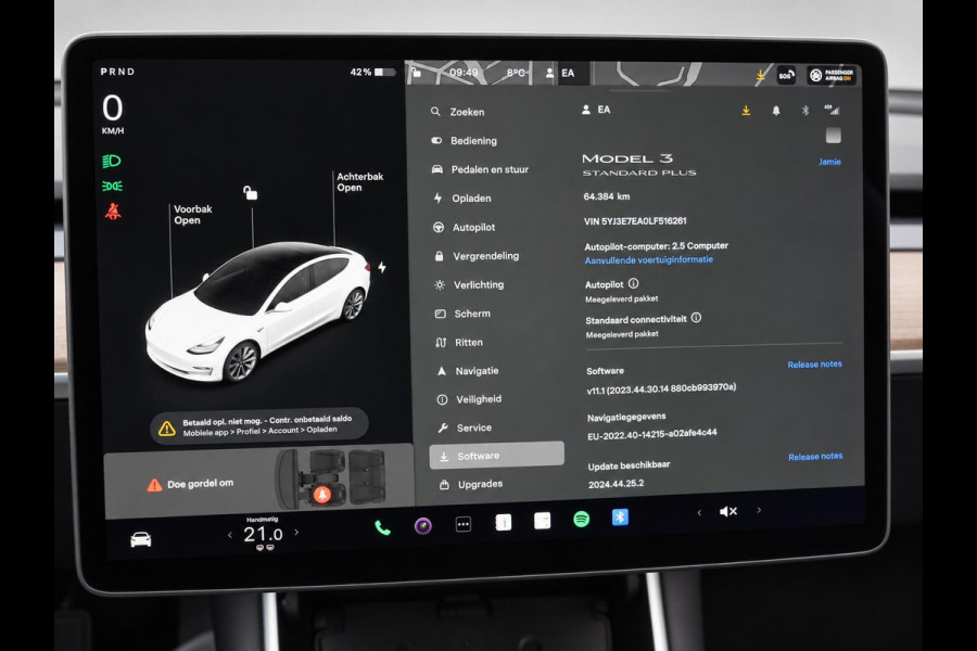 Tesla Model 3 Standard RWD Plus 60 kWh Autopilot Airco Leder Panoramadak PDC VA Camera 19" Sport Wheels