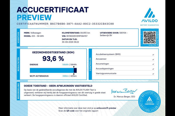 Volkswagen ID.3 Life 58 kWh | SOH 93.6% | Adaptive cruise | Stuur/stoel verwarming | Sfeerverlichting | Park assist | Carplay |