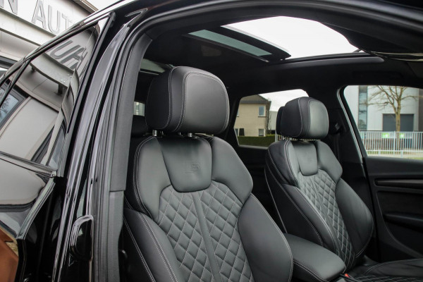 Audi SQ5 3.0TFSI Q5 Quattro S-Line 354pk Automaat! 1e Eig|NL|DLR|Luchtvering|Kuipstoelen|Panoramadak|Virtual Cockpit|Black|Carbon