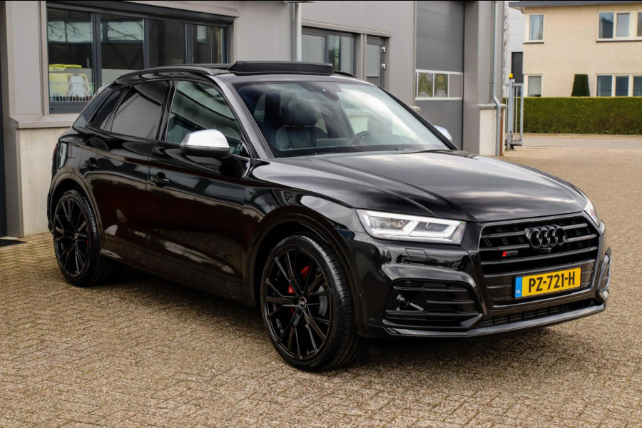 Audi SQ5 3.0TFSI Q5 Quattro S-Line 354pk Automaat! 1e Eig|NL|DLR|Luchtvering|Kuipstoelen|Panoramadak|Virtual Cockpit|Black|Carbon