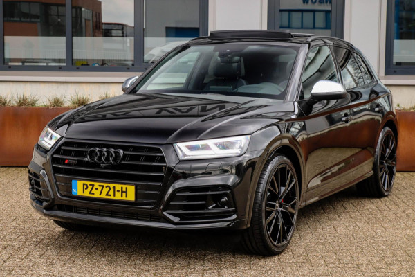 Audi SQ5 3.0TFSI Q5 Quattro S-Line 354pk Automaat! 1e Eig|NL|DLR|Luchtvering|Kuipstoelen|Panoramadak|Virtual Cockpit|Black|Carbon