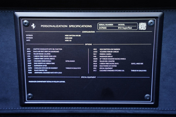 Ferrari 812 6.5 V12 Superfast HELE / Carbon / Lift / Passenger Display / Leder Nero