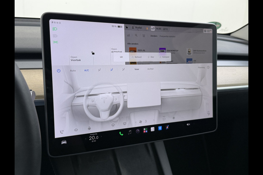 Tesla Model Y RWD 300PK SOH 90% Trekhaak Warmtepomp LFP-Accu Premium-Audio AMD Ryzen™ Camera's Navi Ecc Led Lmv 19" Privacy Glas Leder Stoel+Stuurverwarming Panoramadak Bluetooth Elek.Achterklep 1.600KG Trekgewicht 1e Eigenaar Origineel Nederlandse Auto