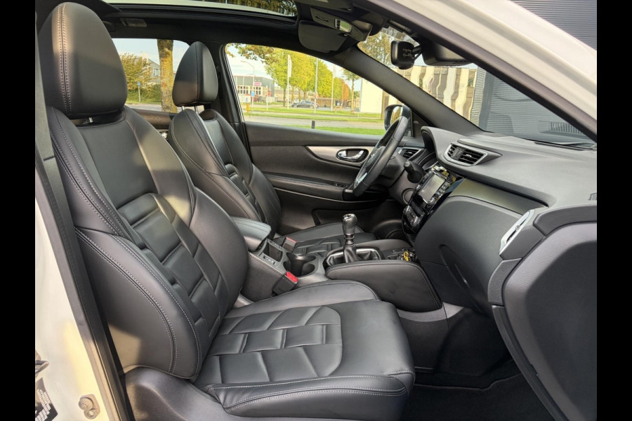 Nissan QASHQAI 1.2 Tekna + ✓360° Camera✓2e Eigenaar✓Pano✓Navi✓Leder✓Keyless✓Stoelverw✓116pk✓Pdc V+A✓Lm velgen✓Net beurt gehad✓Clima✓Cruise✓Rijstrooksensor✓6 Bak✓Dodehoeksenor✓Lm velgen✓N.A.P✓Apk tot 12-2027