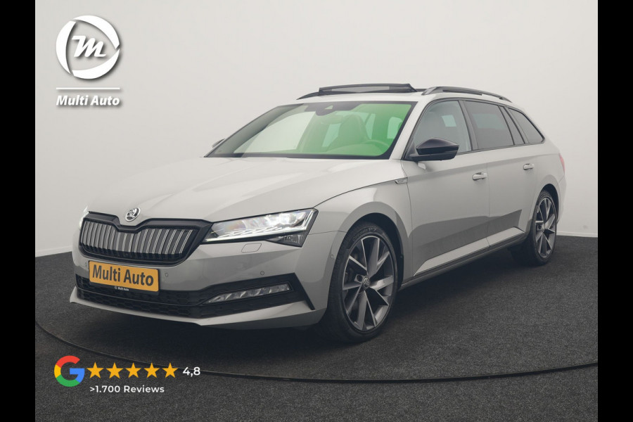 Škoda Superb Combi 1.4 TSI iV Sportline Business PHEV 218pk Dealer O.H. | Trekhaak Af Fabriek | Panodak | 360 Camera | Alcantara Sportstoelen Memory & Verwarmd | Sfeerverlichting | Keyless | Blis | Crystal LED | Navigatie | DAB | Plug In Hybrid |