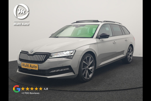 Škoda Superb Combi 1.4 TSI iV Sportline Business PHEV 218pk Dealer O.H. | Trekhaak Af Fabriek | Panodak | 360 Camera | Alcantara Sportstoelen Memory & Verwarmd | Sfeerverlichting | Keyless | Blis | Crystal LED | Navigatie | DAB | Plug In Hybrid |