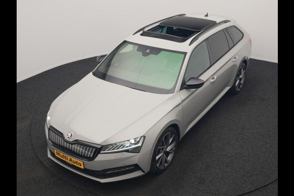 Škoda Superb Combi 1.4 TSI iV Sportline Business PHEV 218pk Dealer O.H. | Trekhaak Af Fabriek | Panodak | 360 Camera | Alcantara Sportstoelen Memory & Verwarmd | Sfeerverlichting | Keyless | Blis | Crystal LED | Navigatie | DAB | Plug In Hybrid |