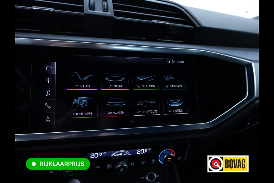 Audi Q3 35 TFSI 3x S-Line Pro Line | 20"LMV | Cruise | Stoelverw. | Elec klep | Elec. verst. stoelen | App. connect | Navigatie, PDC V+A, Sfeerverlichting, Subwoofer , Keyless