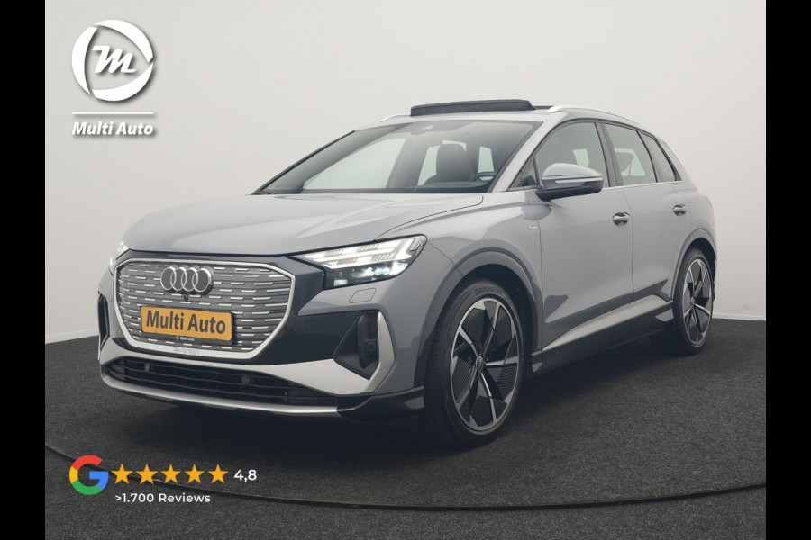 Audi Q4 e-tron 35 2x S Line 55 kWh 170pk Dealer O.H. | Panodak | Lederen Sportstoelen Memory | Adaptive Cruise | Head Up | 360 Camera | Sonos Audio | Matrix LED | Keyless | Blis | Apple Carplay | Navigatie | DAB |
