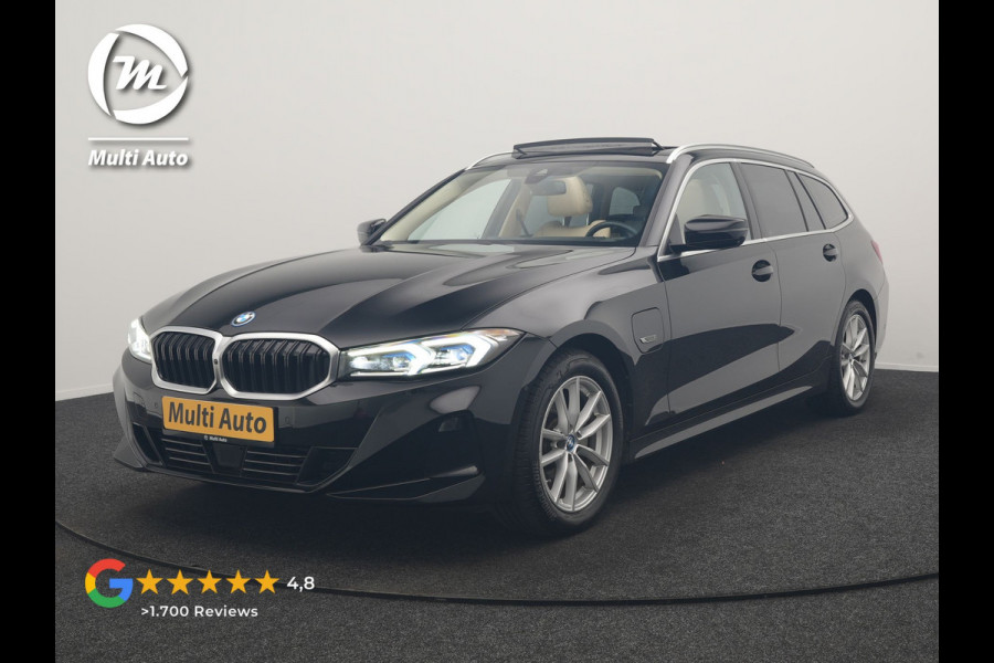BMW 3 Serie Touring 320e Luxury Line Facelift PHEV Dealer O.H. | Trekhaak Af Fabriek | Panodak | Head Up | Adaptive Cruise | 360 Camera | Lederen Sportstoelen Verwarmd | Sfeerverlichting | Apple Carplay | Keyless | Widescreen Navi | DAB | Plug In Hybrid
