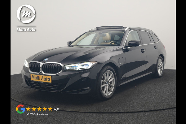 BMW 3 Serie Touring 320e Luxury Line Facelift PHEV Dealer O.H. | Trekhaak Af Fabriek | Panodak | Head Up | Adaptive Cruise | 360 Camera | Lederen Sportstoelen Verwarmd | Sfeerverlichting | Apple Carplay | Keyless | Widescreen Navi | DAB | Plug In Hybrid