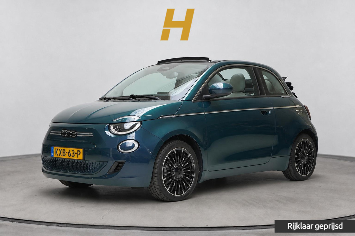 Fiat 500E Cabrio La Prima 42 kWh SoH 94,9% | Leder | Stoelverwarming | Lm velgen | Navigatie | Carplay