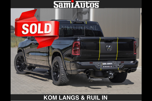 Dodge Ram Limited Night H.O 540HP 706Nm | € 84.950 excl | Massage + Full Option | De Meest Luxe en Volle Pick-Up in zijn Klasse | Comfortabele Dubbele Cabine met Royale 5 Zitplaatsen | BPM vrij | Nu Leverbaar uit Voorraad | Voorraad Nr 2356 - 0990 | De specialist in Amerikaanse pick‑ups in Nederland en Europa.
