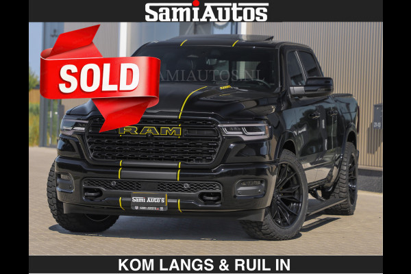 Dodge Ram Limited Night H.O 540HP 706Nm | € 84.950 excl | Massage + Full Option | De Meest Luxe en Volle Pick-Up in zijn Klasse | Comfortabele Dubbele Cabine met Royale 5 Zitplaatsen | BPM vrij | Nu Leverbaar uit Voorraad | Voorraad Nr 2356 - 0990 | De specialist in Amerikaanse pick‑ups in Nederland en Europa.