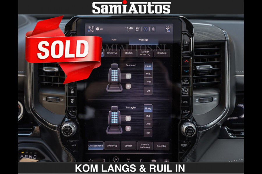 Dodge Ram Limited Night H.O 540HP 706Nm | € 84.950 excl | Massage + Full Option | De Meest Luxe en Volle Pick-Up in zijn Klasse | Comfortabele Dubbele Cabine met Royale 5 Zitplaatsen | BPM vrij | Nu Leverbaar uit Voorraad | Voorraad Nr 2356 - 0990 | De specialist in Amerikaanse pick‑ups in Nederland en Europa.