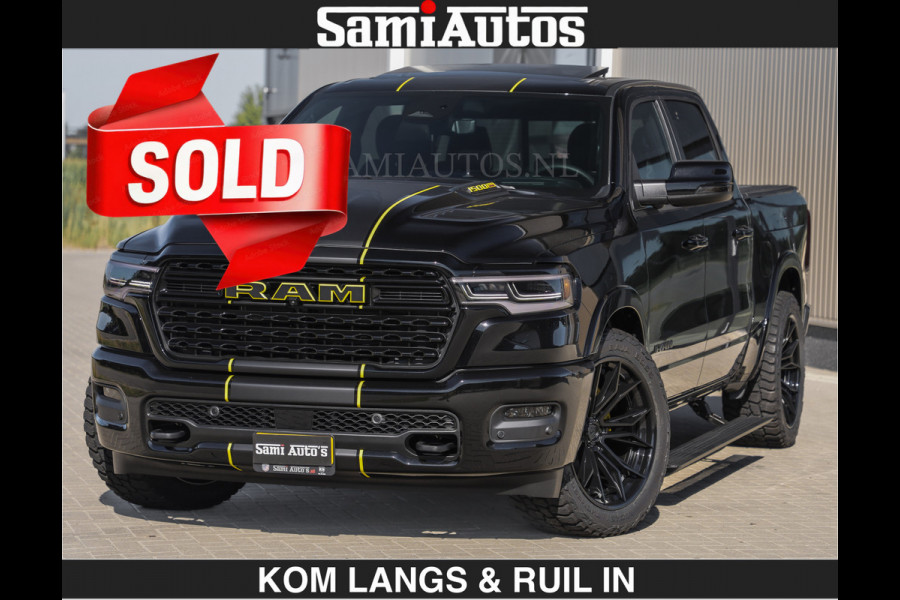 Dodge Ram Limited Night H.O 540HP 706Nm | € 84.950 excl | Massage + Full Option | De Meest Luxe en Volle Pick-Up in zijn Klasse | Comfortabele Dubbele Cabine met Royale 5 Zitplaatsen | BPM vrij | Nu Leverbaar uit Voorraad | Voorraad Nr 2356 - 0990 | De specialist in Amerikaanse pick‑ups in Nederland en Europa.