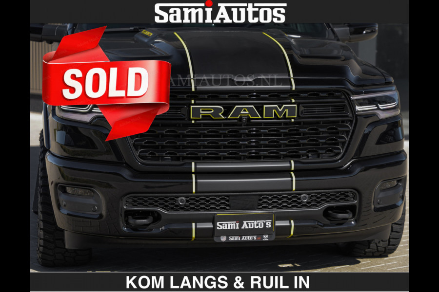Dodge Ram Limited Night H.O 540HP 706Nm | € 84.950 excl | Massage + Full Option | De Meest Luxe en Volle Pick-Up in zijn Klasse | Comfortabele Dubbele Cabine met Royale 5 Zitplaatsen | BPM vrij | Nu Leverbaar uit Voorraad | Voorraad Nr 2356 - 0990 | De specialist in Amerikaanse pick‑ups in Nederland en Europa.