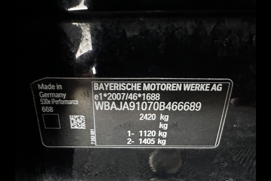 BMW 5 Serie 530e iPerformance High Executive (Plug-in) {SoH-98%} Aut. *HEAD-UP | LEATHER | XENON | ADAPTIVE-CRUISE | TOP-VIEW | HEATED-COMFORTSEATS | PRIVACY-GLASS | AMBIENT-LIGHT | ECC | PDC | 18''ALU*