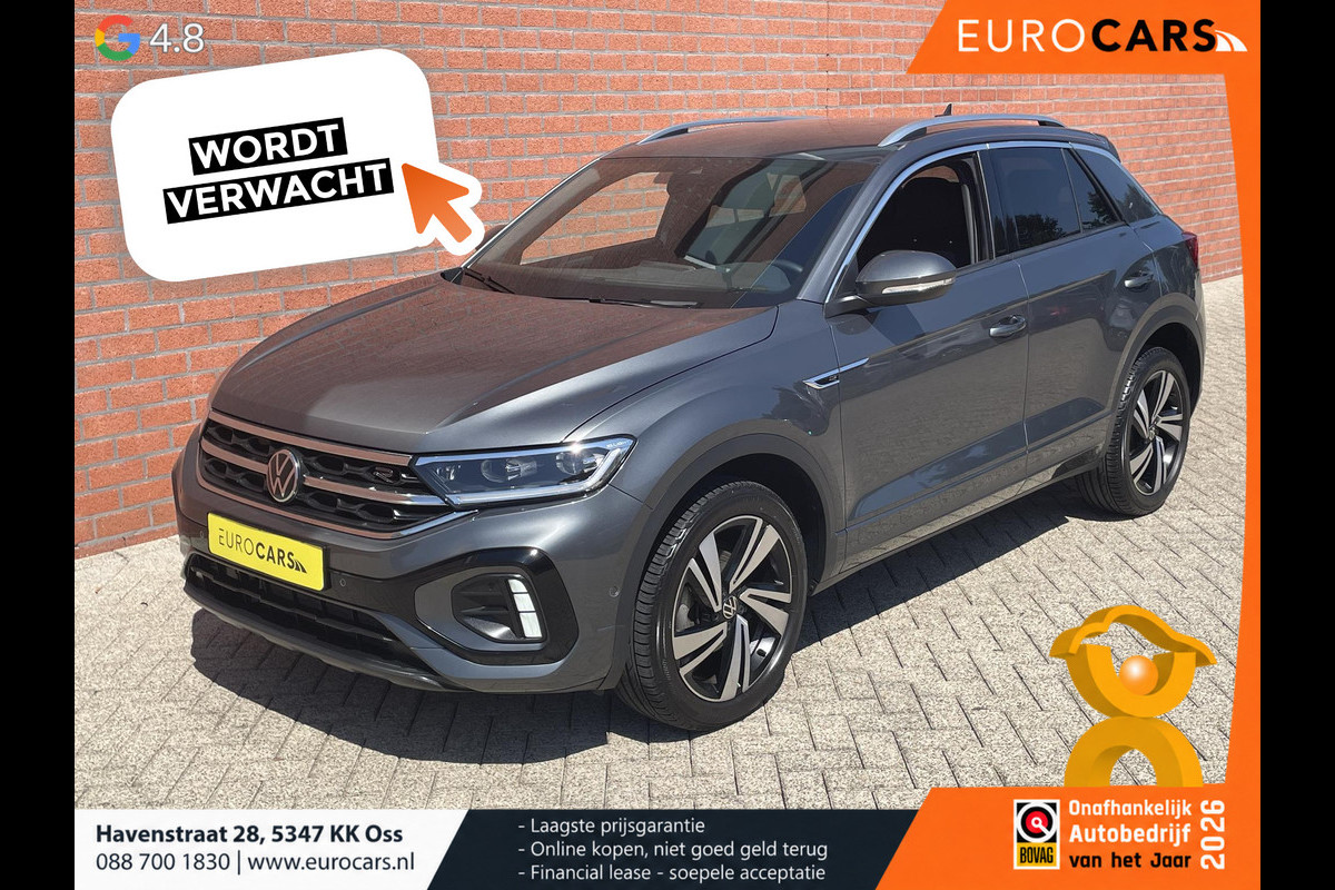 Volkswagen T-Roc 1.5 TSI 150pk DSG R-Line Navigatie Apple Carplay / Android Auto Parkeersensoren Afneembare trekhaak Park Assist Adaptive Cruise Control Elektrische achterklep Stoel- en stuurverwarming Climate Control Ledverlichting Virtual Cockpit