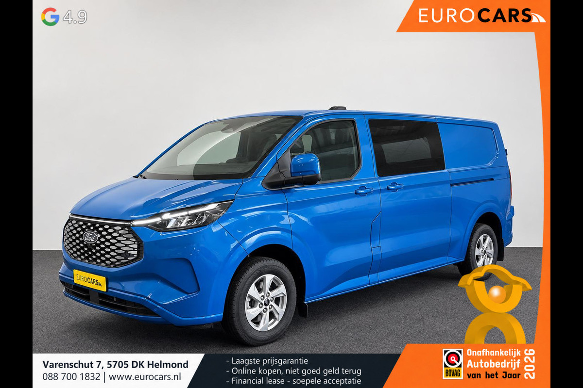 Ford E-Transit Custom 320 L2H1 Automaat Limited 71 kWh DC Dubbele Cabine Full LED Navi Camera LM Velgen PDC VA Cruise Control 2 Schuifdeuren