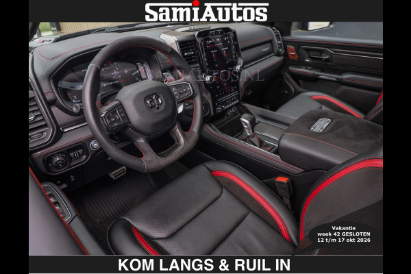 Dodge Ram TRX HELLCAT | 6.2 V8 712PK SUPERCHARGER | € 129.50 excl | RODE STIKSELS | FULLY LOADED | CARBON | CREW CAB | DUBBELE CABINE | 5 PERSOONS | De specialist in Amerikaanse pick‑ups in Nederland en Europa.