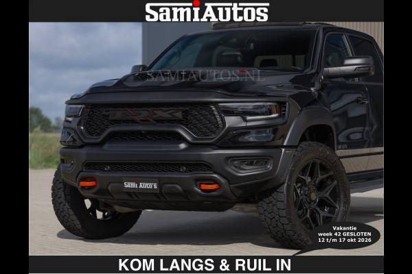Dodge Ram TRX HELLCAT | 6.2 V8 712PK SUPERCHARGER | € 129.50 excl | RODE STIKSELS | FULLY LOADED | CARBON | CREW CAB | DUBBELE CABINE | 5 PERSOONS | De specialist in Amerikaanse pick‑ups in Nederland en Europa.