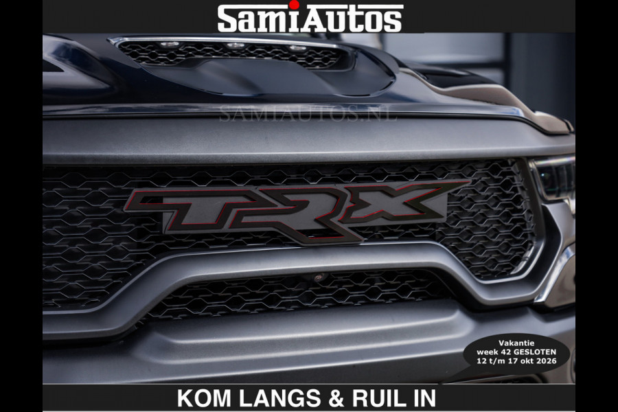 Dodge Ram TRX HELLCAT | 6.2 V8 712PK SUPERCHARGER | € 129.50 excl | RODE STIKSELS | FULLY LOADED | CARBON | CREW CAB | DUBBELE CABINE | 5 PERSOONS | De specialist in Amerikaanse pick‑ups in Nederland en Europa.