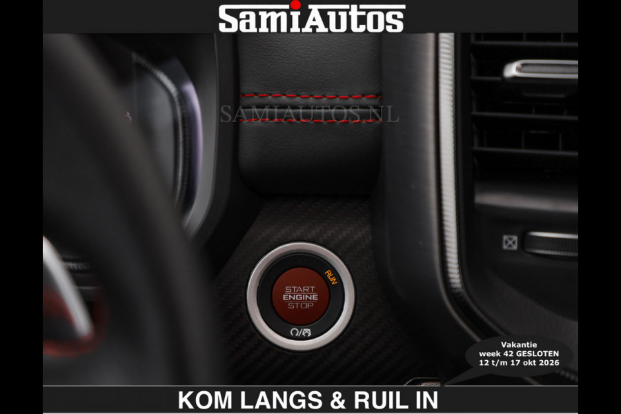 Dodge Ram TRX HELLCAT | 6.2 V8 712PK SUPERCHARGER | € 129.50 excl | RODE STIKSELS | FULLY LOADED | CARBON | CREW CAB | DUBBELE CABINE | 5 PERSOONS | De specialist in Amerikaanse pick‑ups in Nederland en Europa.